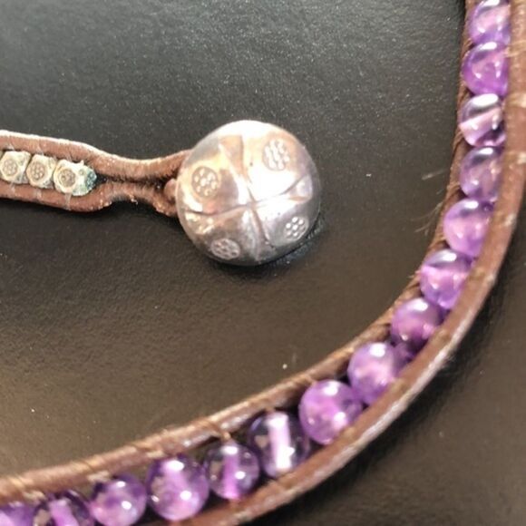 Amethyst And Leather Wrap Bracelet - Picture 8 of 9